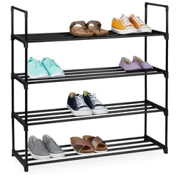 Relaxdays Schuhregal Metall Schwarz