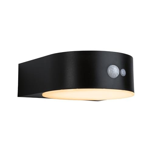 Paulmann Eileen Solar LED Wandlamp met Bewegingsmelder, Zwart/Goud, 300 lm, Warm Wit, IP44
