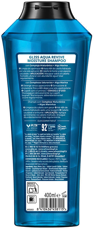 Schwarzkopf Mass Market Gliss Aqua Revive shampooing hydratant 400 ml