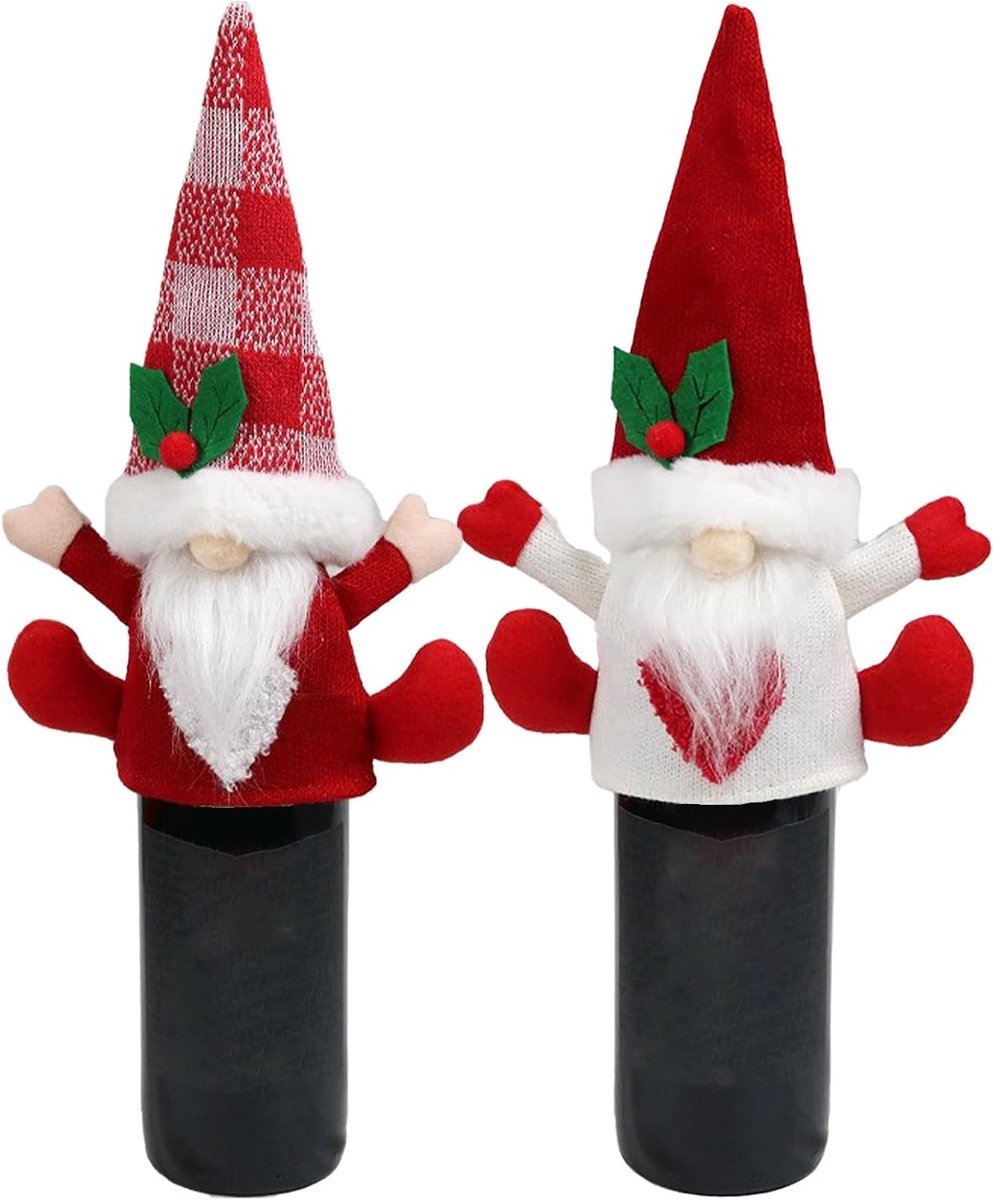 Set van 2 handgebreide rode flescovers voor kerstdecoratie