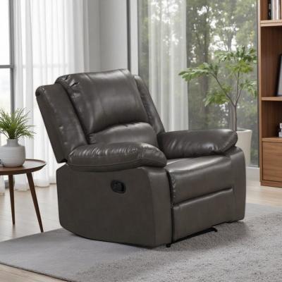 VIVIADORE Gray Breathable Faux Leather Glider Recliner, Transitional Living Room Chair with Pillow-Top Arms, Manual Reclining