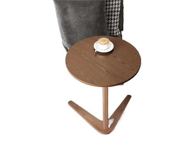 Ayztantine Sofatisch mit Rollen C-Form Oak Triangle Support Side Table Robuster C-förmiger Sofatisch, trendiger Balkon-Couchtisch, Schlafzimmer-Nachttisch(Brown 50x 50CM)