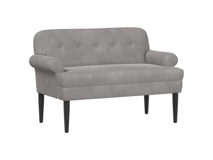 HBBMGYD Love Seat Sofa, gepolstert, Hellgrau, Samt Samt aus 100 % Polyester, Schaumstoffkissen, Rahmen aus Holz, Schlafzimmer, Wohnzimmer, einfache Montage