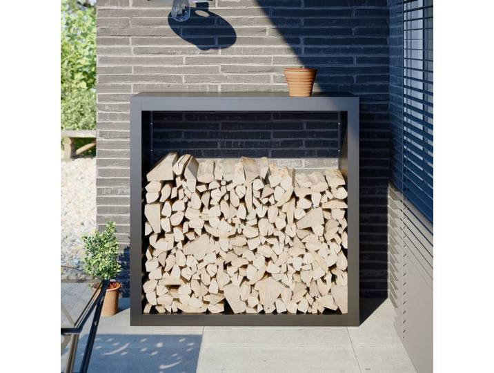 Porte-bois de chauffage anthracite 100x40x100 cm en acier