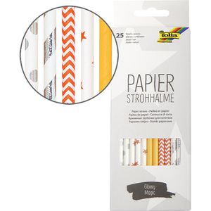 Folia Strohhalme Glowy Magic 12595, aus Papier, Länge 19,7cm, farbig, 25 Stück