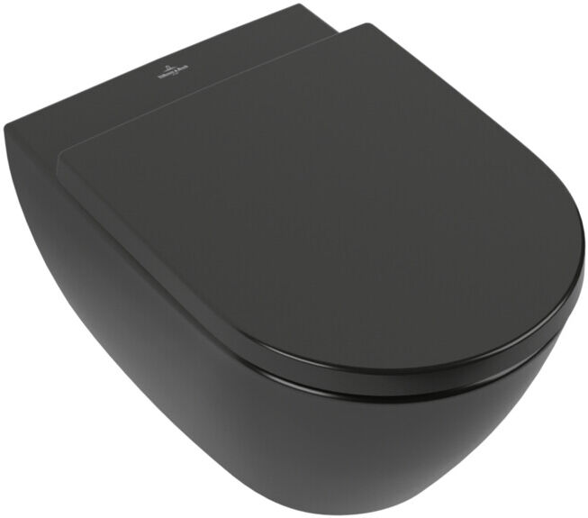 V&B; Subway 2.0 WC suspendu, cuvette à chasse profonde 37x56cm, D-Flush, sans rebord, P black C-plus ; Villeroy & Boch (5614R0R7)
