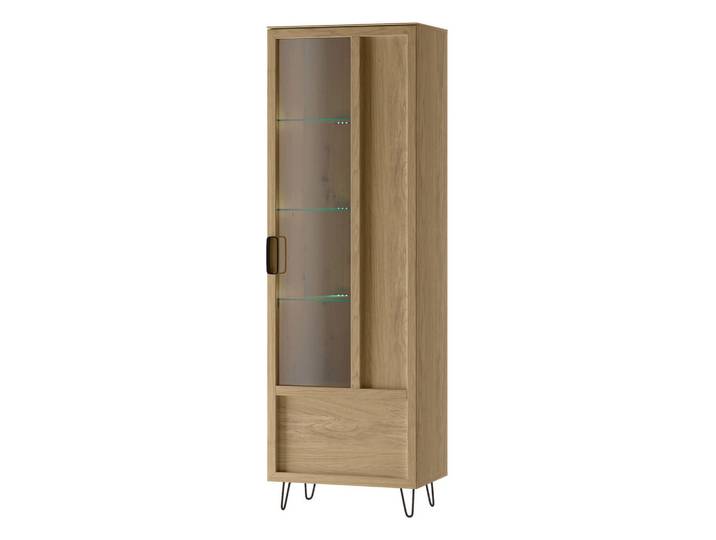 Feldmann-Wohnen Standvitrine Limbo Eiche Artisan 65 / 42 / 200cm, Braun, Holz, Rechteckig, 65x200x42 cm, Esszimmer, Vitrinen, Vitrinenschränke