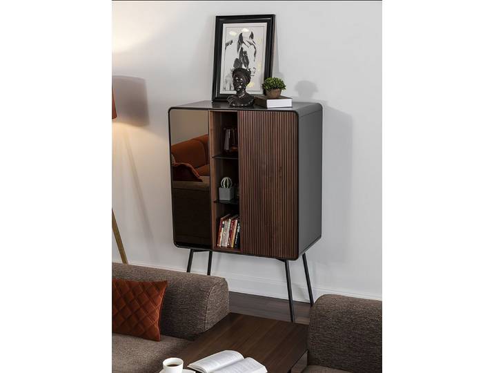 Xlmoebel Barschrank Retro Anrichte aus Holz für Wohnzimmer, Weinschrank in Braun (Anrichte, 1-St., Anrichte) Made in Europa