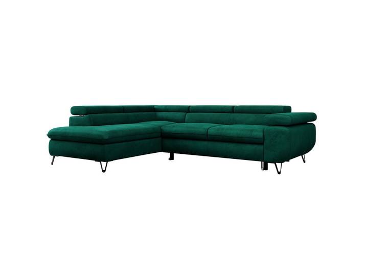 ECKSOFA PEDRO L Dunkelgrün Velvet - Links Seite