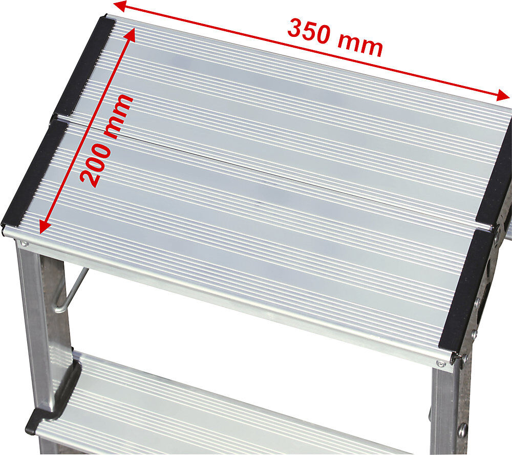 kaiserkraft TREPPY Doppel-Klapptritt, Aluminium-Stufen gerieft, beidseitig 2 Stufen