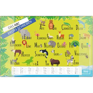 Idena Schreibunterlage 10450, mehrfarbig, Kunststoff, Tier-Alphabet, 58,5 x 38,5cm