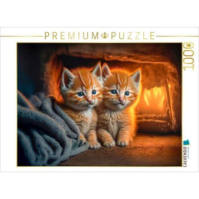 CALVENDO Puzzle Kuschelig am Kamin | 1000 Teile Lege-Größe 64x48cm Foto-Puzzle für glückliche Stunden