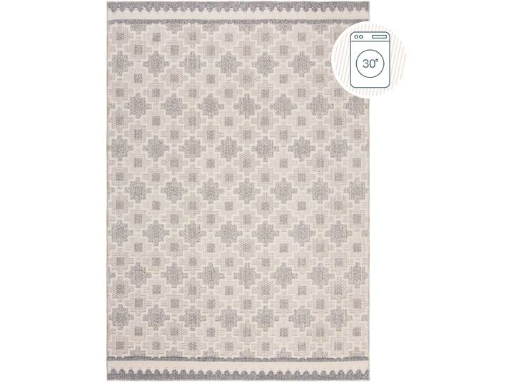 Teppich Flurx natur Blumenmuster Mischgewebe 78 x 150 cm - Teppich