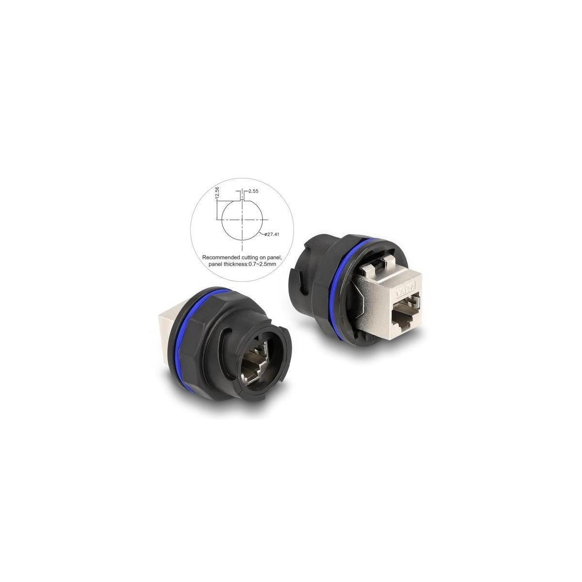 Delock RJ45 Cat.6A inbouwconnector koppeling zwart