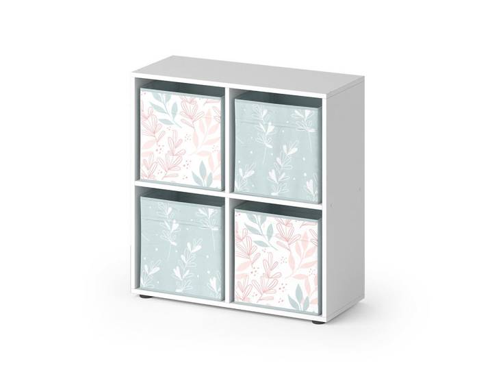 Vicco Raumteiler Tetra Weiß 72.6 x 72 cm mit 4 Faltboxen opt.1, Holzwerkstoff, Rechteckig, 72.6x72x29 cm, Wohnzimmer, Raumteiler & Paravents, Raumteiler