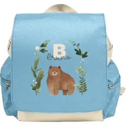 Kinderrucksack personalisierbar im Design "Bär mit Initiale" in verschiedenen Farben