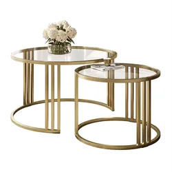 COUCHTISCH 2in1 LORI GLASS gebürstetes Gold, gebürstetes Gold / transparentes Glas