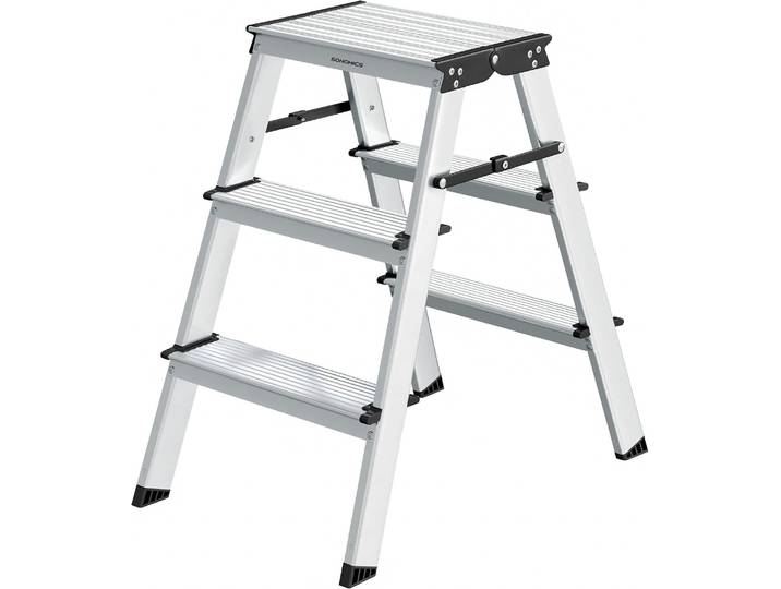 Klappbare Doppelstufenleiter 2 x 3 Stufen Aluminium