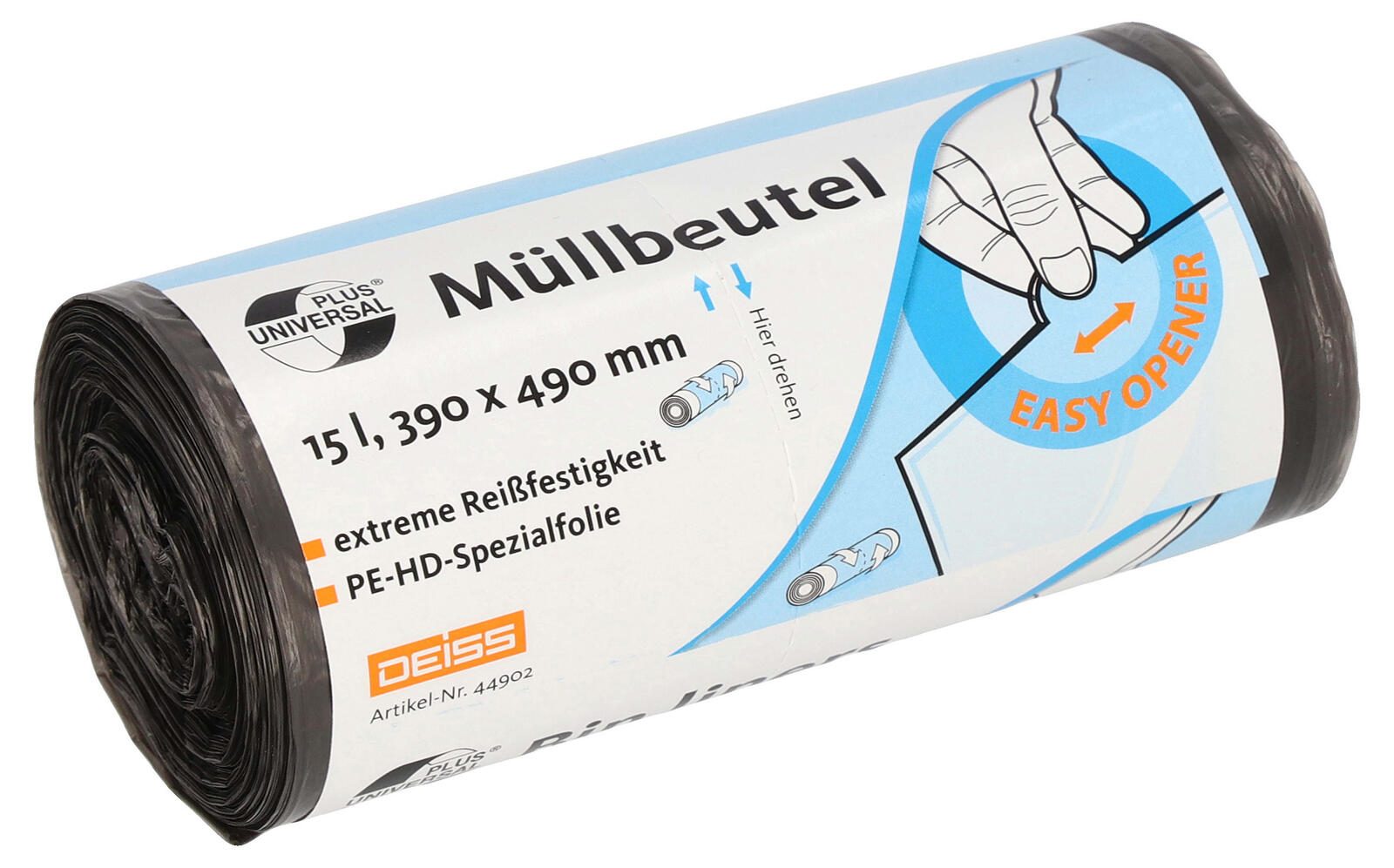 DEISS UNIVERSAL PLUS® Müllbeutel 15,0 l dunkelgrau 44902