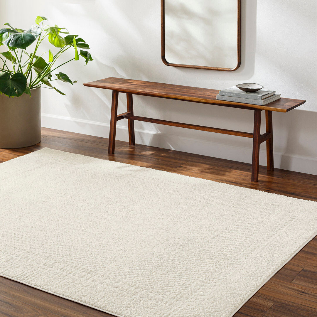 Livabliss Freud Textured Border Area Rug Ivory Rectangle 160 x 213cm