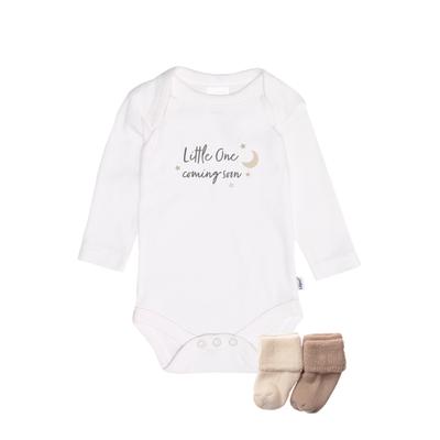 Erstausstattungspaket LILIPUT "Little One coming soon", Mädchen, Gr. 50/56, weiß (weiß, beige), 100% Baumwolle, KOB Set-Artikel Erstausstattungspaket, 3er-Pack mit passenden Söckchen