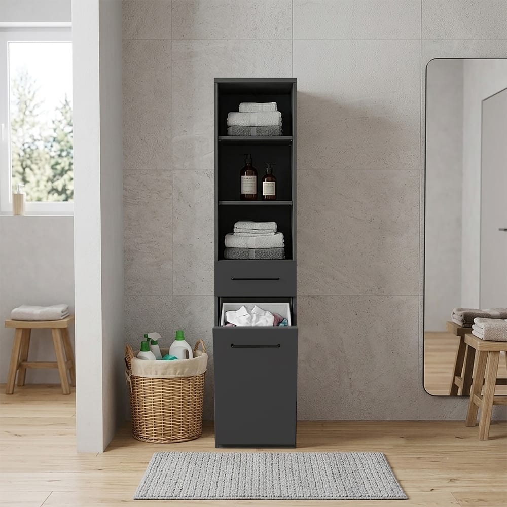 Whous Meuble colonne de buanderie pour linge anthracite mat 40x66,6x187,5 cm Gris 40x188x67cm