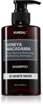 KUNDAL Honey & Macadamia White Musk champô natural para cabelo seco a danificado 500 ml. Honey & Macadamia White Musk