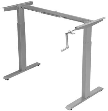 Costway Hand Crank Sit to Stand Desk Frame Height Adjustable Standing Base-Gray