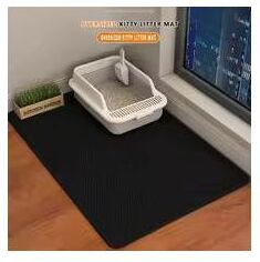 Uplift Picks Waterproof Double Layer Cat Litter Mat With Non Slip Washable Design black 40x50 Cm