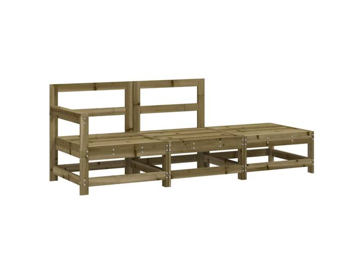 vidaXL Garten-Lounge-Set 3-Tlg. Kiefernholz Imprägniert, Braun, Holz, Rechteckig, 62x70.5x190 cm, Gartenmöbel, Loungemöbel, Gartensofas & Loungesofas