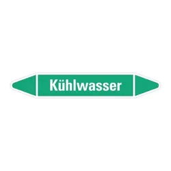 Aufkleber I RKZ-Etikett Kühlwasser, grün/weiß, für Ø 60-90mm, 310x52mm, 3/Bogen