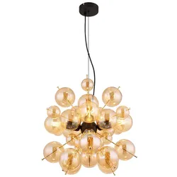 Hängelampe Designleuchte Esszimmerleuchte Kugeln Glas amber schwarz 4-Flammig