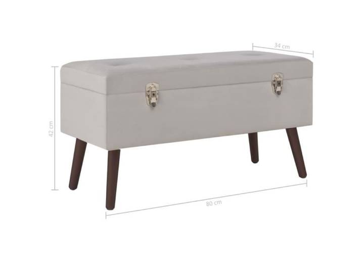 Banc - VINGVO - 80 cm - Velours Gris - Compartiment de rangement - Style Contemporain