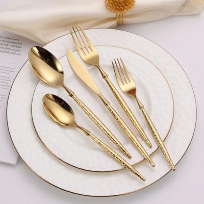 Vivience 20 Pc Flatware Set with Hammered Handles