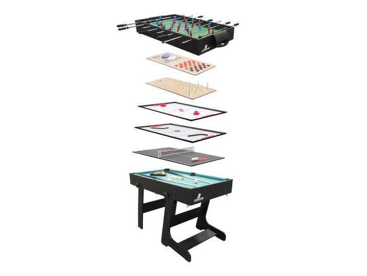 Table de jeux multifonctionnelle 6 en 1, couleur noire, pliable