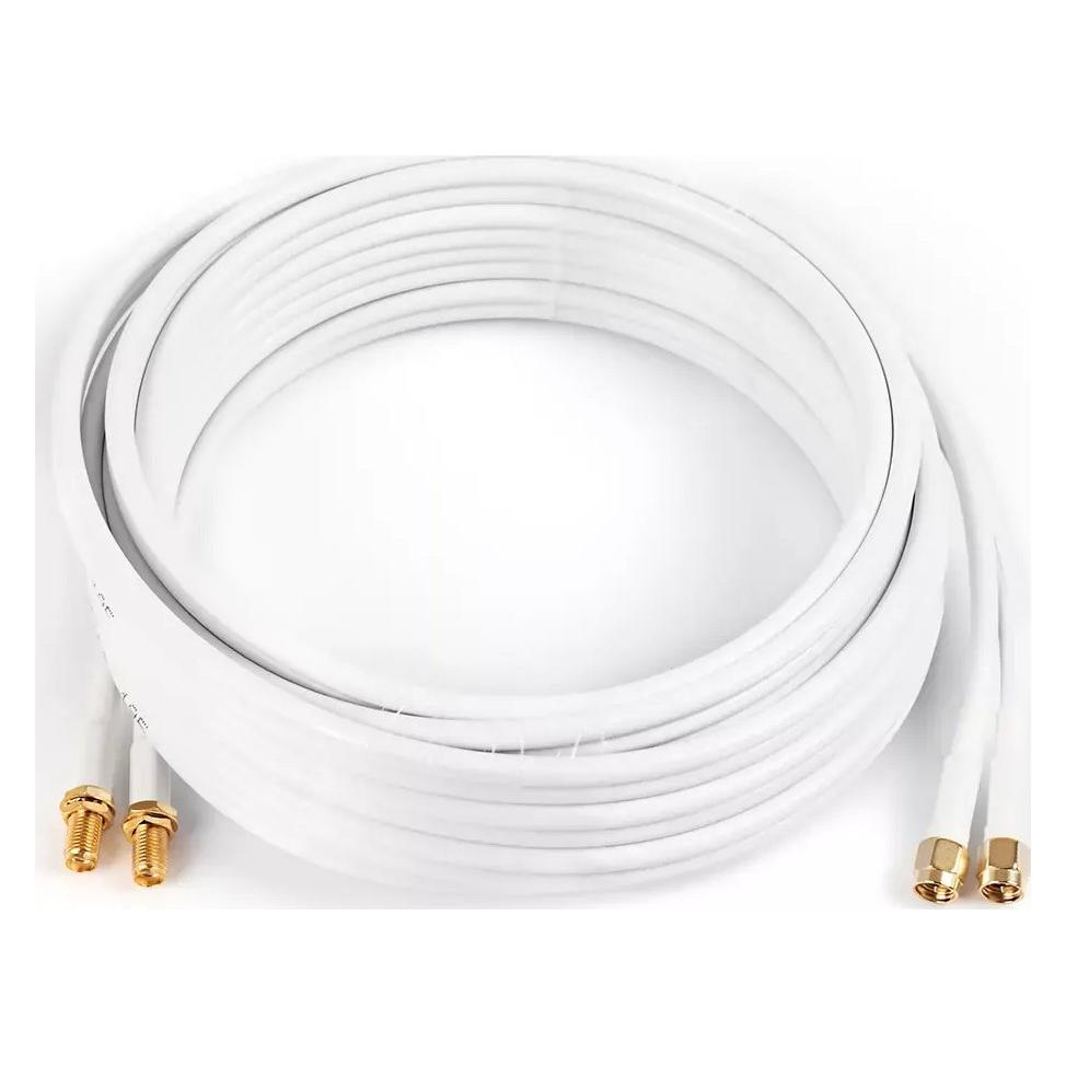 Poynting A-CAB-144 Twin Pair Antennenkabel 5m HDF195 weiss mit SMA(m) auf SMA(f) (42524)