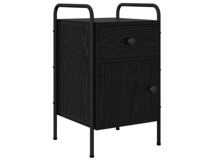 KUPTYERFG Nachttisch mit Schublade Tür 35x36,5x61cm Beistelltisch Industrielles Design fürs Schlafzimmer mit umkehrbarer Schranktür und verstellbaren Füßen für unebene Böden.