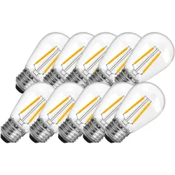 Lighto | LED-Glühfaden | Großer Sockel E27 | Klar | Kugellampe | 45mm | 2W | Dimmbar | 10er-Pack | Geeignet für Leuchtkäfer