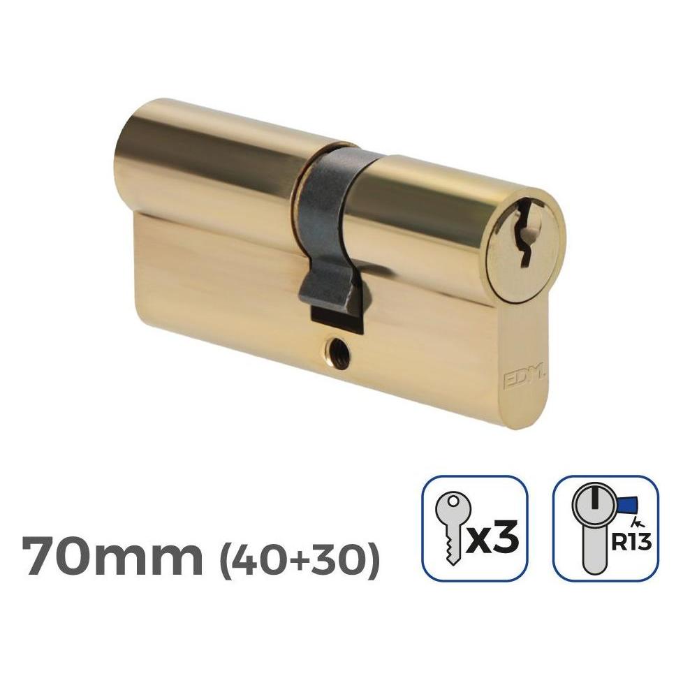 EDM Product Zylinder 85184 R13 Gold Messing Schliessbart Kurz Europäisch (Profilzylinder) (45272995)