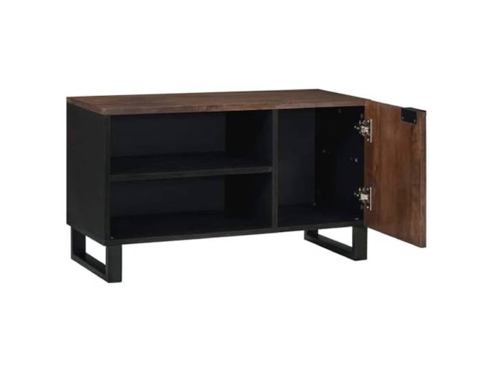 GKHPYURE TV-Schrank Walnuss 80 x 33 x 46 cm Holz mehrschichtig 1 Tür, 2 Regale, Eisenbeine, Montage erforderlich