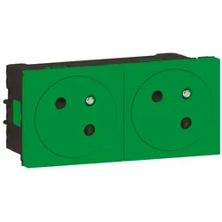 Legrand 077162L Mosaic Link 2x Steckdose 45° F/B Standard, erhöhter Berührungsschutz Farbe: Grün