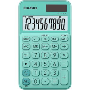 Casio Taschenrechner SL 310UC GN, Zeitberechnung, 10-stelliges LC-Display, Solar- & Batteriebetrieb