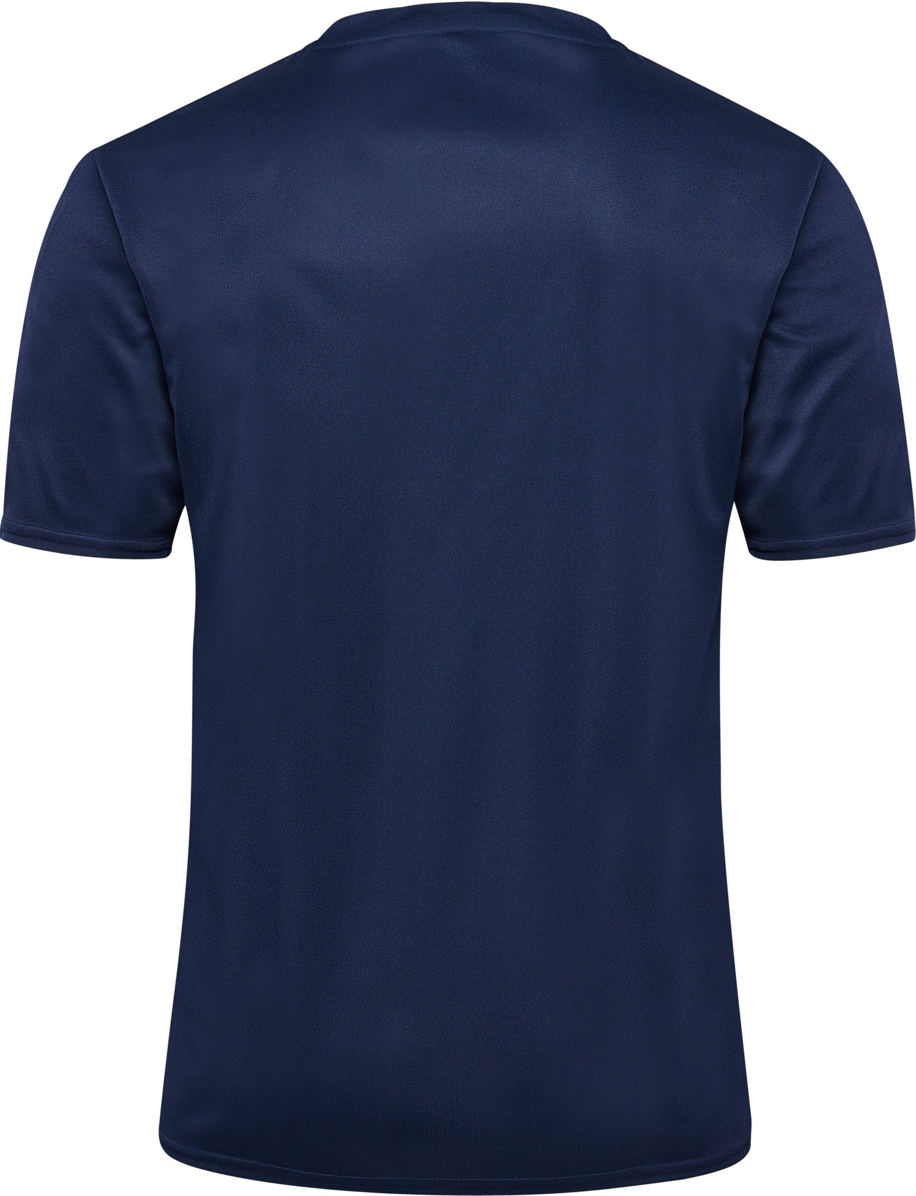 Trainingsshirt HUMMEL "HMLESSENTIAL JERSEY S/S", Damen, Gr. M, blau (marine), Trikot, Obermaterial: 100% Polyester, unifarben, Basic normal, Rundhals, Shirts Trainingsshirt, Kurzarm-Design, mit Rundhalsausschnitt, in Trikot-Qualität marine M