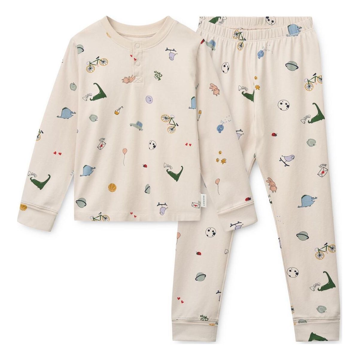 Liewood Wilhelm Grow Printed Pyjamas Set tamtam / sandy (2893) 134/140 LW20982-2893-134/140-CU