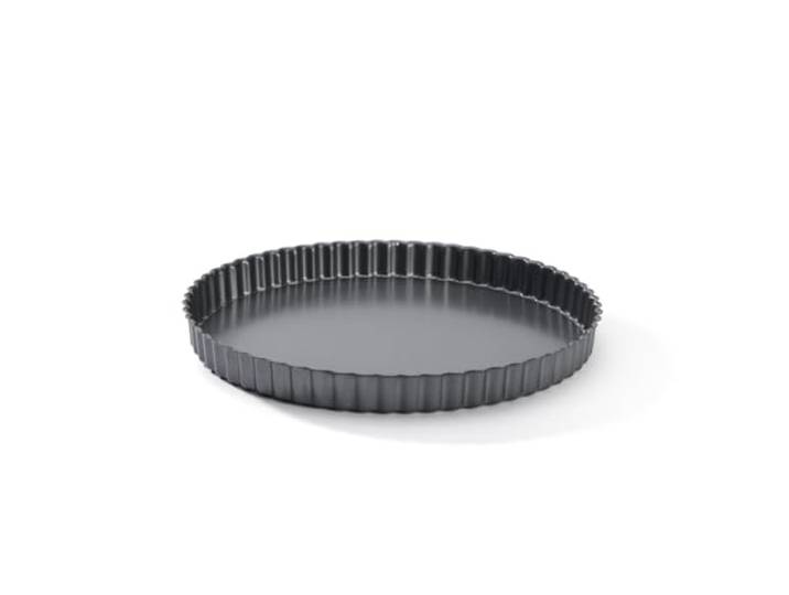 DE BUYER - Moule à tarte cannelé rond à fond amovible en acier antiadhésif Diamètre 28 cm