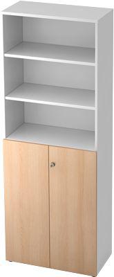 Regalschrank TOPAS LINE, 3 OH Regal/3 OH Türen, weiß/Eiche