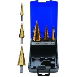 BGS 3tlg. Stufenbohrer-Satz titannitriert 4-30 mm - 1624