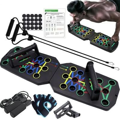 Uplift Essentials Push Up Board Set Portable Multifunctional Foldable Fitness System black With Glove