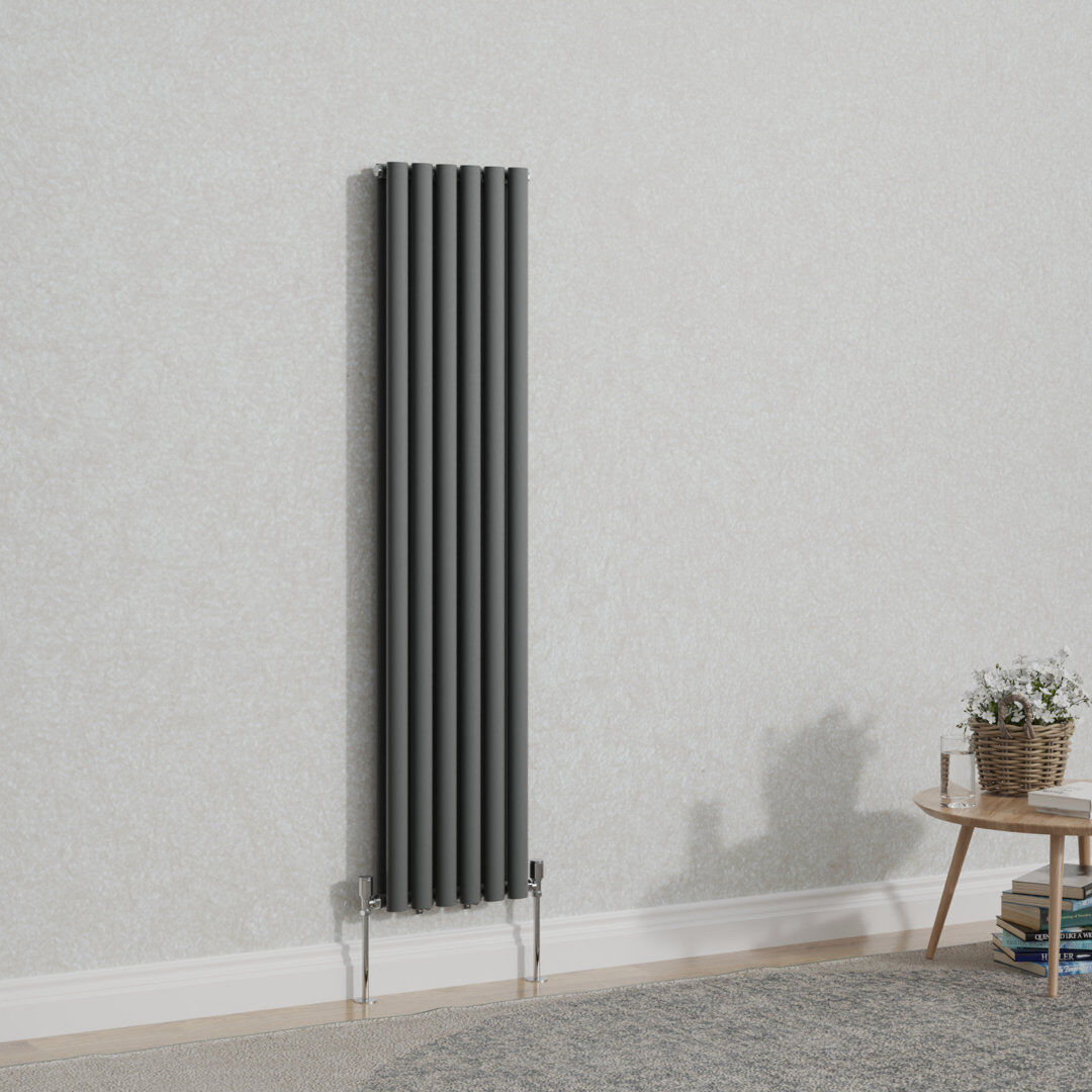 Belfry Heating Shoshana Vertical Oval Panel Radiator Anthracite 160cm H x 35.4cm W