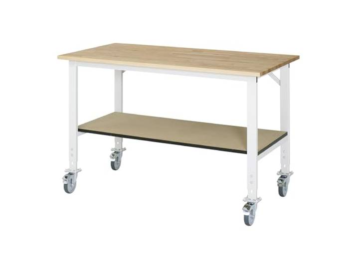 RAU Arbeitsplatz mit Ablage Mobile Tischplatte aus Buche Dicke 25 mm B x T 1500 x 800 mm